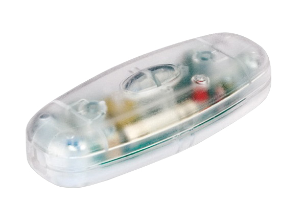 Arditi snoerdimmer 027505 10-150W 230V voor gloeilampen en 230V halogeen met drukknopbediening en LED indicator transparant
