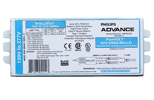 Philips Advance Pure Volt IUV-2S60-M4-LD 120-277V evsa voor TUV lampen niet dimbaar