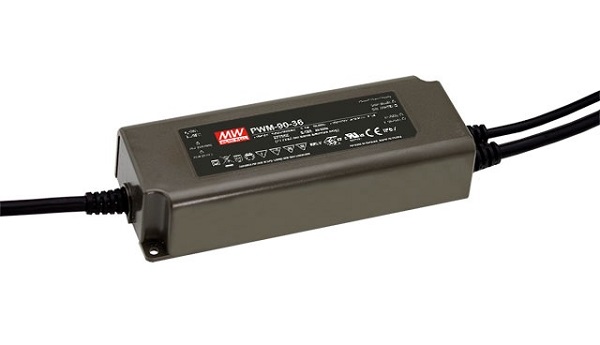 Mean Well PWM-90-12DA2 LED voeding 12V DC 90W IP67 met gestripte draden voor in- en uitgang Dali 2 dimbaar