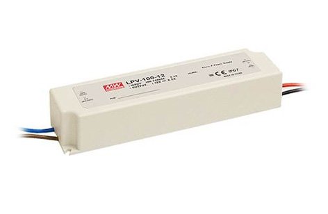 Mean Well LPV-150-12 LED voeding 12V DC 150W IP67 met gestripte draden voor in- en uitgang