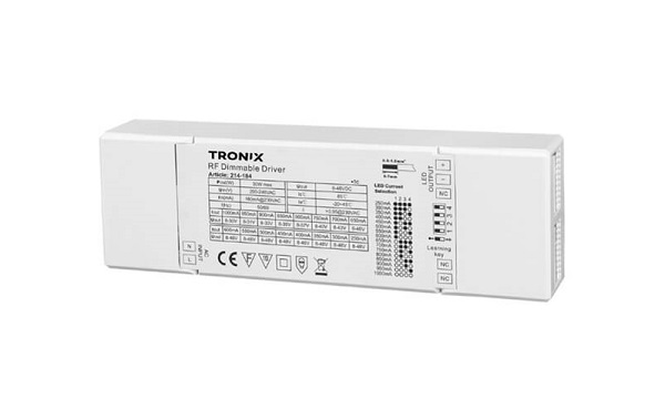 Tronix 214-184 LED driver instelbaar 250-1000mA 30W RF dimbaar
