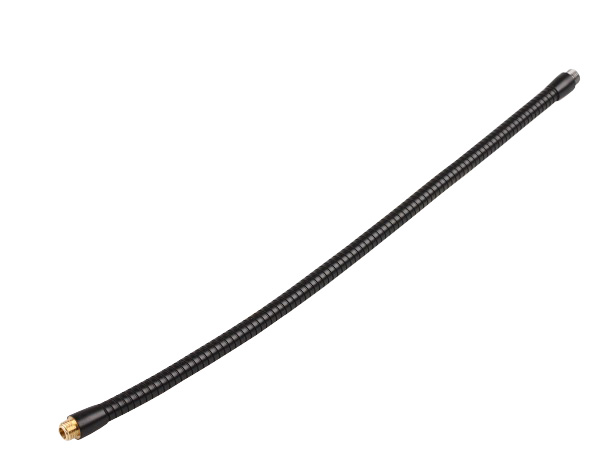 Flex 160mm x 7,9mm 1 x male M8x1 (5mm lengte schroefdraad staal), 1 x male M8x1 (6mm lengte schroefdraad staal) messing RAL9005 zwart mat