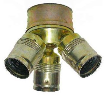 Metalen lamphouder 3 x E27 messingkleur M10x1 M13x1