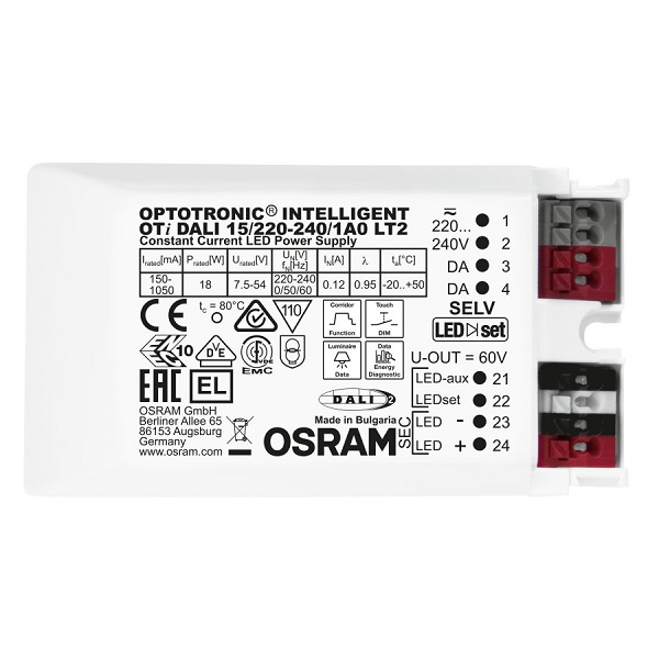 Osram Optotronic OTi 15 220-240 1A0 LT2 LED driver 150-1050mA 18W DALI dimbaar