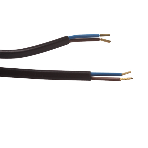 Aansluitsnoer VMvS H03VVH2-F 2x0,75mm2 plat (ovaal) 0,7m striplengte 50mm met 2 x adereindhuls zwart afname per 100 stuks