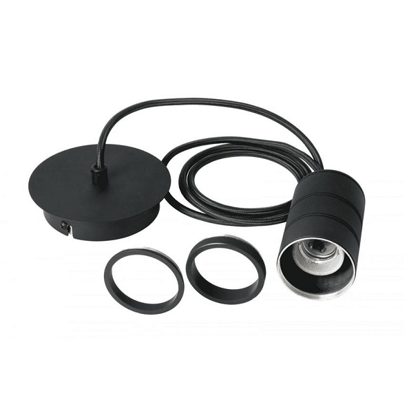 Calex pendelsnoer 2,0m E27 met plafondkap zwart maximaal 100W
