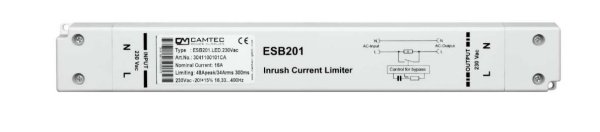 Camtec ESB.201.LED.230 inschakelstroombegrenzer voor LED voedingen
Opbouwmodel met trekontlasting voor achter 16A installatie automaat
