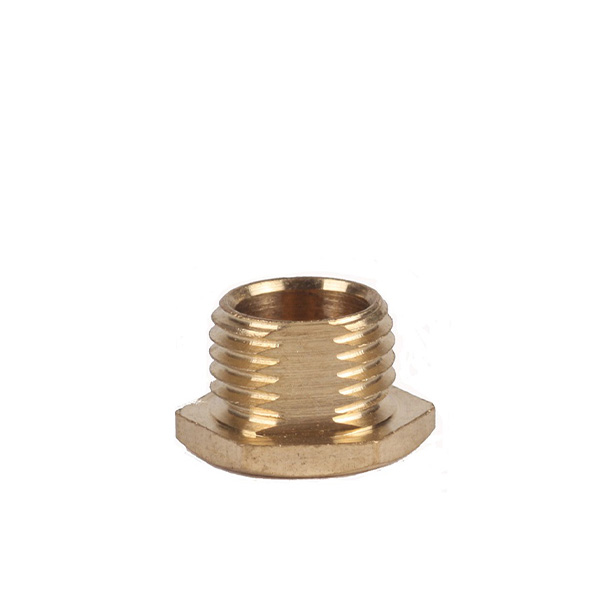 FL trompetnippel messing M10x1 buitendraad totale lengte 8mm, lengte schroefdraad 6mm zeskantkop SW12 (sleutelwijdte 12) met afgeplatte zijkanten