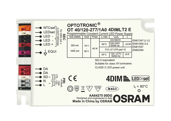 Osram Optotronic OT40/120-277 1A0 4DIMLT2E LED driver 350-1050mA 40W DALI dimbaar