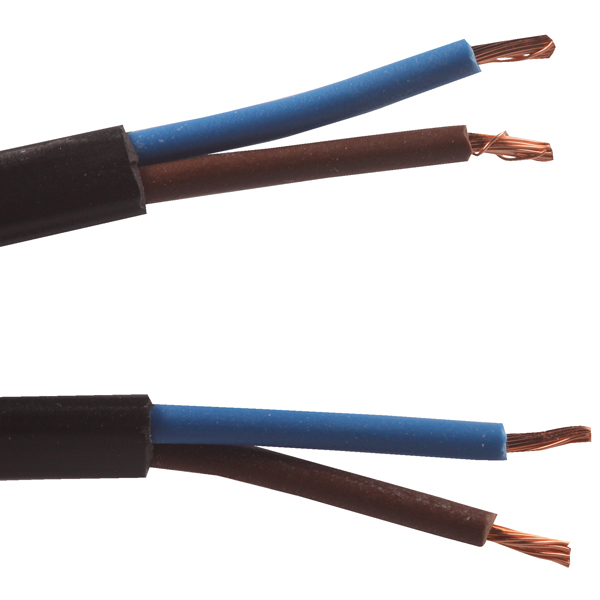 Aansluitsnoer VMvS H03VVH2-F 2x0,75mm2 plat (ovaal) 2,0m met gestripte uiteinden zwart