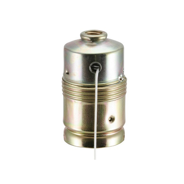 Electroplast lamphouder E27 M10x1 metaal met trekschakelaar maximaal 60W messingkleur