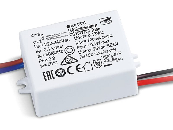 KGP CC10W3500 Triac LEDdriver 350mA 6,7-9,8W dimbaar met bedrading