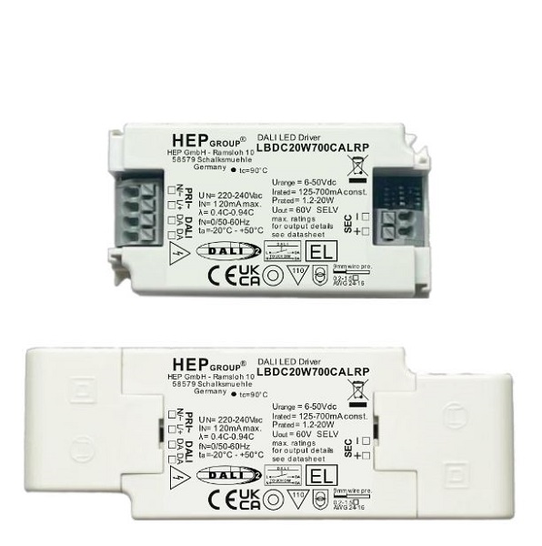 HEP LBDC20W700CALRP-Z 125-700mA LEDdriver DALI dimbaar