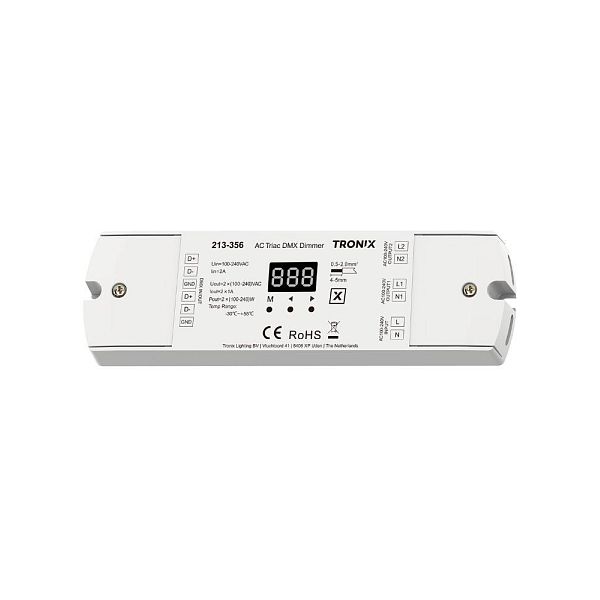 Tronix 213-356 DMX controller 2 kanalen DMX naar dimbaar