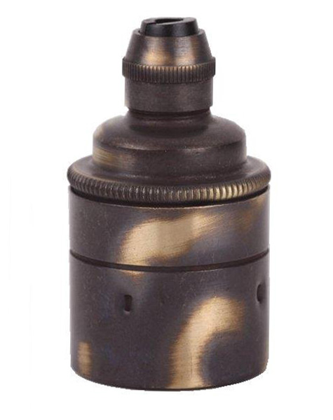 S. Lilley & Son 7600EA lamphouder E27 met vaste trekontlasting en aarde glad antiek messing geborsteld