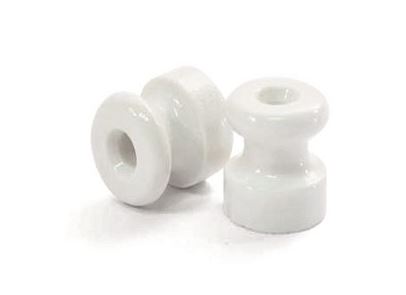 Isolator voor gedraaide stofkabel 20mm porselein wit
