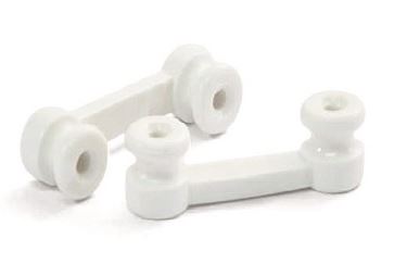 Isolator dubbel voor gedraaide stofkabel 18mm porselein wit