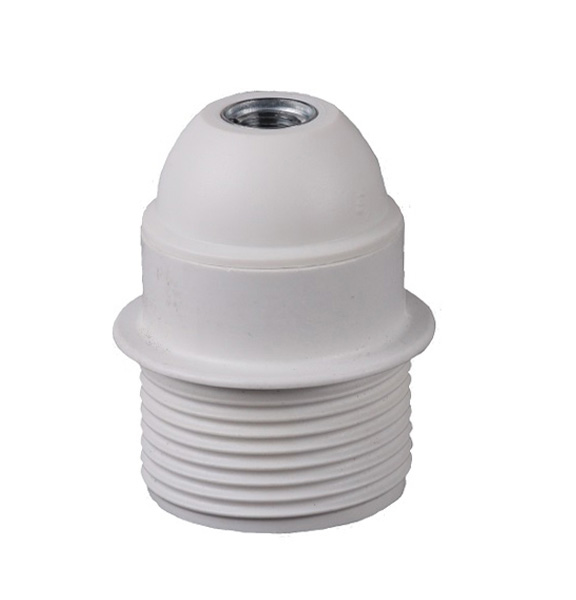 Vossloh Schwabe lamphouder E27 thermoplastisch M10x1 flens halfhoog met buitendraad en aarde wit