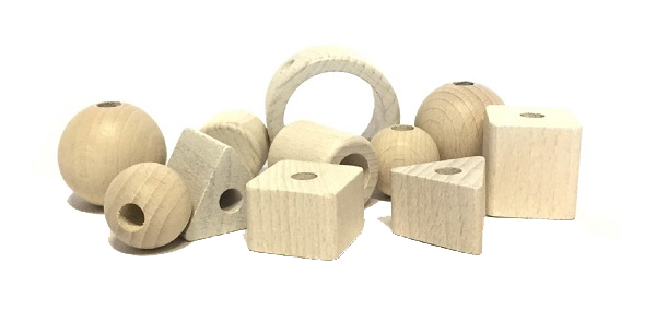 Kralenset voor stofkabel 11 delig hout