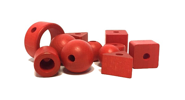 Kralenset voor stofkabel 11 delig hout rood