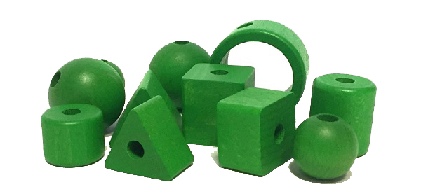 Kralenset voor stofkabel 11 delig hout groen