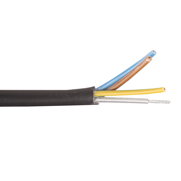 VMvS H03VV-F 3x0,75mm2 rond zwart per meter met staaldraad
