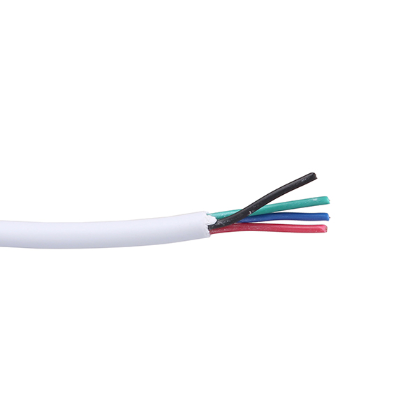 RGB kabel 4x0,5mm2 soepel aders rood, groen, blauw, zwart mantel wit /m