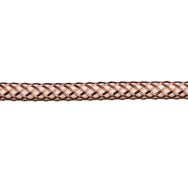 Kabel 2x0,75mm2 per meter met decoratieve koperkleurige mantel met grote openingen en witte binnenkabel