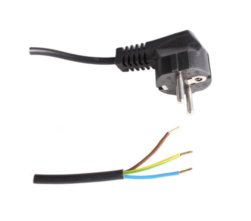 HK aansluitsnoer haakse stekker 3x1,0mm2 H05Z1Z1-F halogeenvrij 1,5m zwart