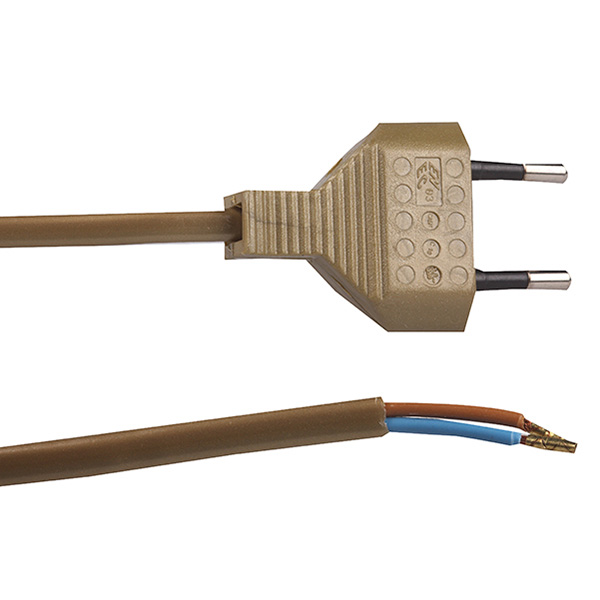 FL eurosnoer aangegoten stekker 2x0,75mm2 4,0m goud