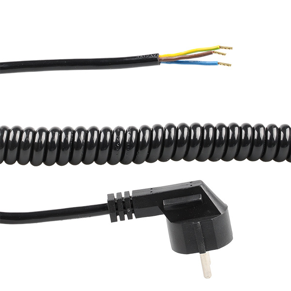 HK krulsnoer haakse stekker 3x1mm2 0,7 tot 2,5m zwart