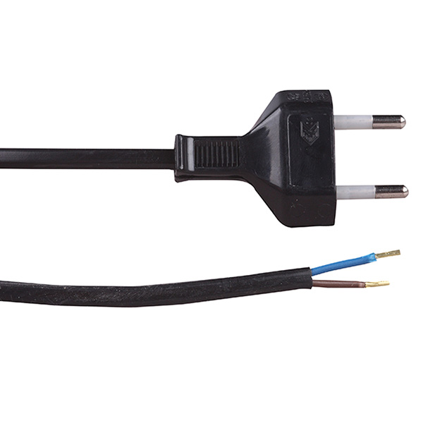 FL eurosnoer aangegoten stekker 2x0,75mm2 4,0m zwart