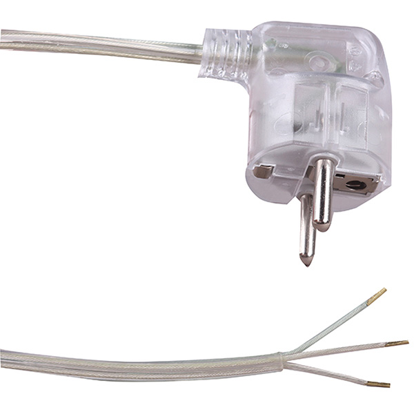 FL aansluitsnoer haakse stekker 3x0,75mm2 2,0m transparant