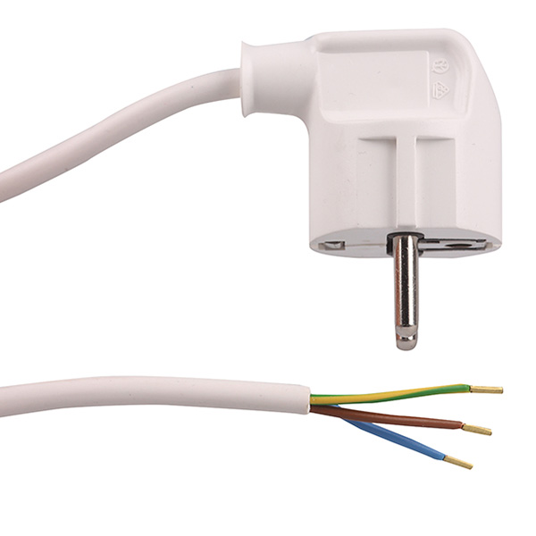 FL aansluitsnoer haakse stekker 3x0,75mm2 3,0m wit