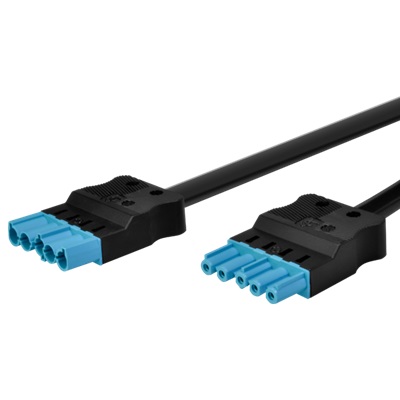 Adels Contact AC166 VLCG/515 500 DALI koppelsnoer met platte 5 polige stekkers 5,0m 5x1,5mm2 zwart Eca met pastelkleurige connectoren