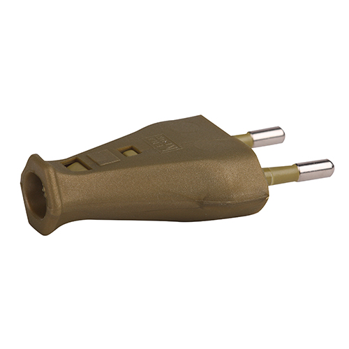 Kaiser eurostekker klapstekker plat zonder randaarde goud uitsluitend voor H03VV-F 2x0,75mm2 met krimp bevestiging voor de draden, speciale tang nodig, zie accessoires