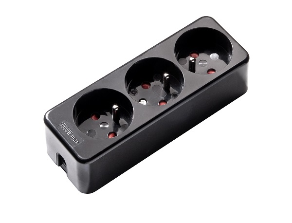 Kaiser tafeldoos 3 voudig thermoplast met penaarde en kinderbeveiliging zwart zonder snoer