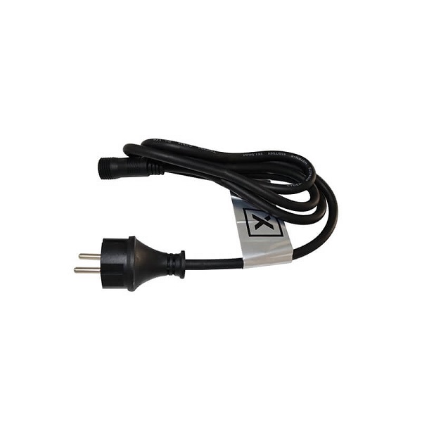 Tronix 585-110 koppelbare voedingskabel 1,5m voor kopplebare prikkabels, ronde kabel zwart 2x1,5mm2 met stekker, koppelbaar tot 200m / 2000W IP44
