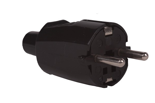 HK stekker PVC met randaarde zwart