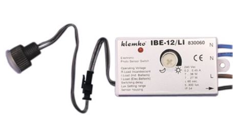 Klemko IBE-12/LI inbouw schemerschakelaar instelbaar met losse sensor 830060
IP55 0,5A Ohms