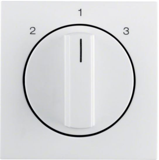 Berker S.1, B.1, B.3, B.7, glas inzetplaat 3 standen zonder 0 stand met draaiknop polarwit RAL9010 glanzend