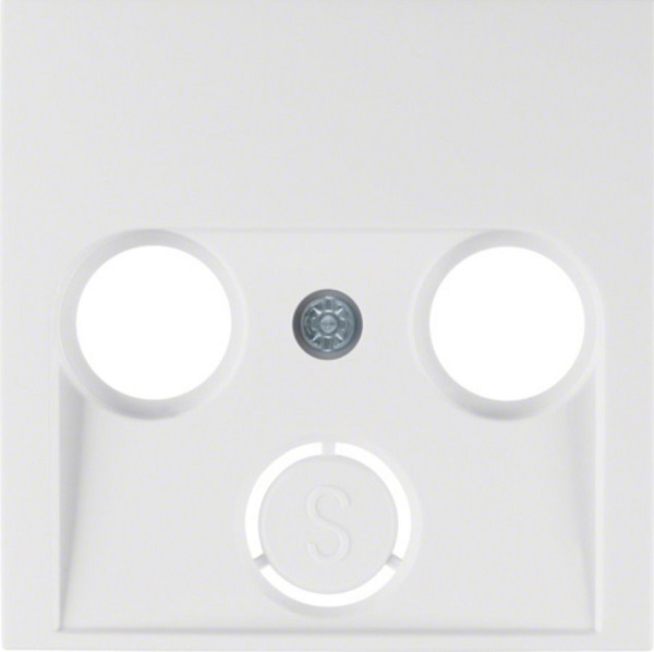 Berker S.1, B.1, B.3, B.7, glas inzetplaat centrale antenne CAI 2 en 3 gats polarwit RAL9010 glanzend