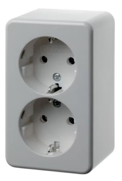 Berker wandcontactdoos 2 voudig met randaarde opbouw polarwit  RAL9010 glanzend