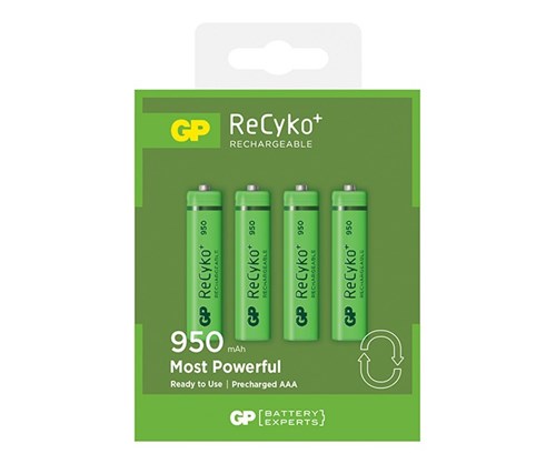 GP AAA potloodcel ReCyko oplaadbaar 950mA per blister van 4 stuks