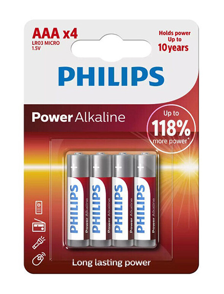Philips R03 potloodcel AAA (Micro) Powerlife Ultra Alkaline 1150mAh batterij per blister 4 stuks