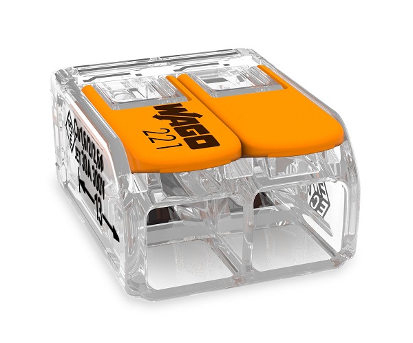 Wago 221-612 compacte lasklem met hendel 0,5-6,0mm2 41A voor massieve en soepele draad 2 voudig