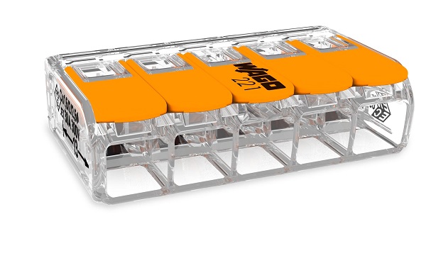 Wago 221-615 compacte lasklem met hendel 0,5-6,0mm2 41A voor massieve en soepele draad 5 voudig