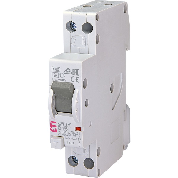 ETI KZS-1M aardlekautomaat 1p+N 25A C 30mA 6kA 1 mod