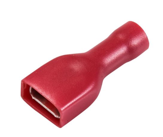 Vlakstekker 6,3mm rood 0,5 - 1,0mm2 volledig geisoleerd per 100