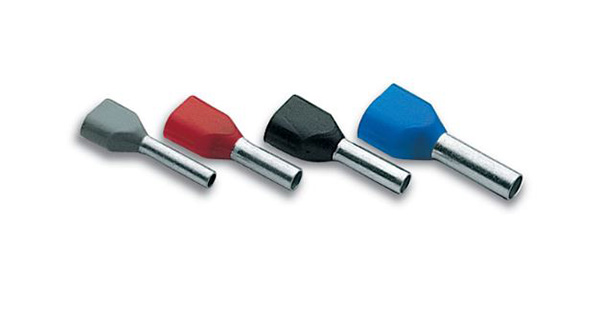 Adereindhuls twin 2x0,75mm2 grijs geisoleerd lengte 8mm zakje 500